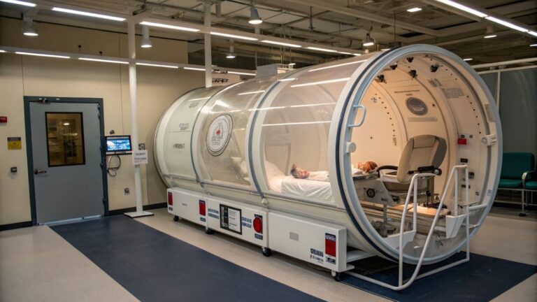 A Hyperbaric Oxygen Therapy chamber in a medical facility