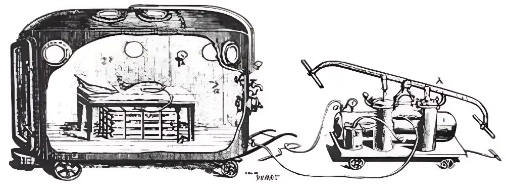 Fontaine’s mobile hyperbaric operation theater.