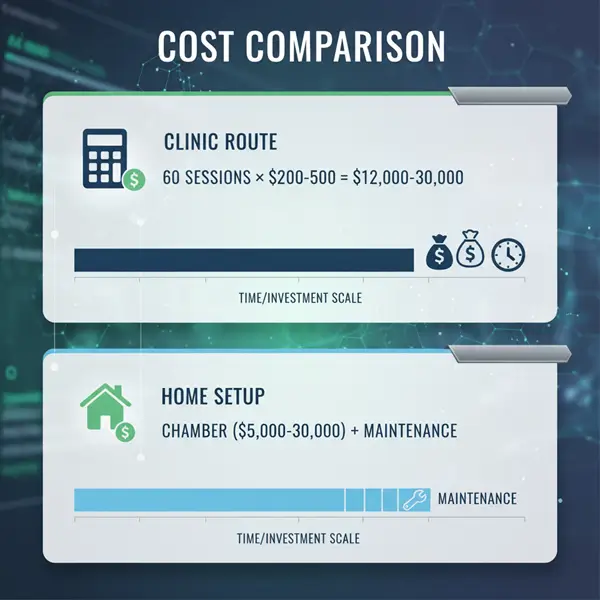 Cost comparison between at home usage of HBOT chamber Vs going to a clinic