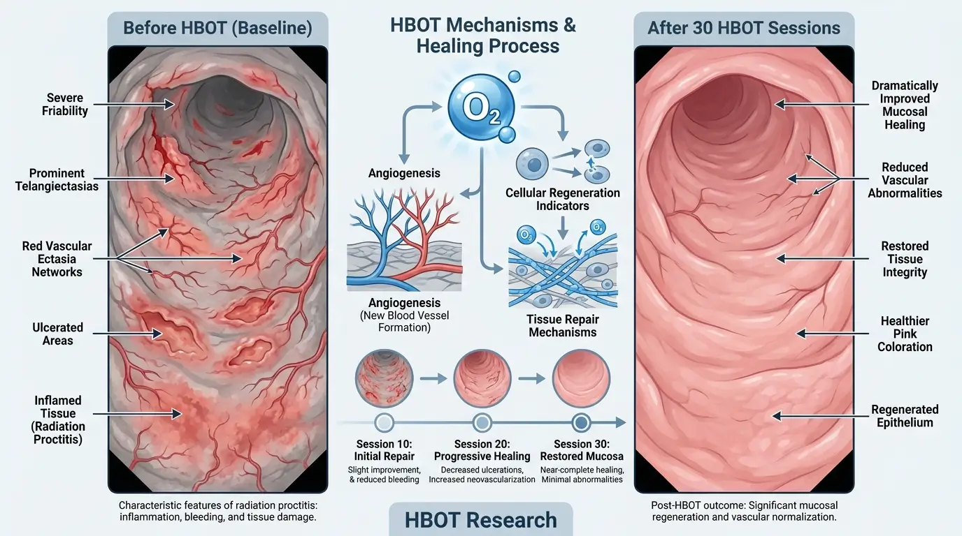 Healed rectal mucosa following hyperbaric oxygen therapy.