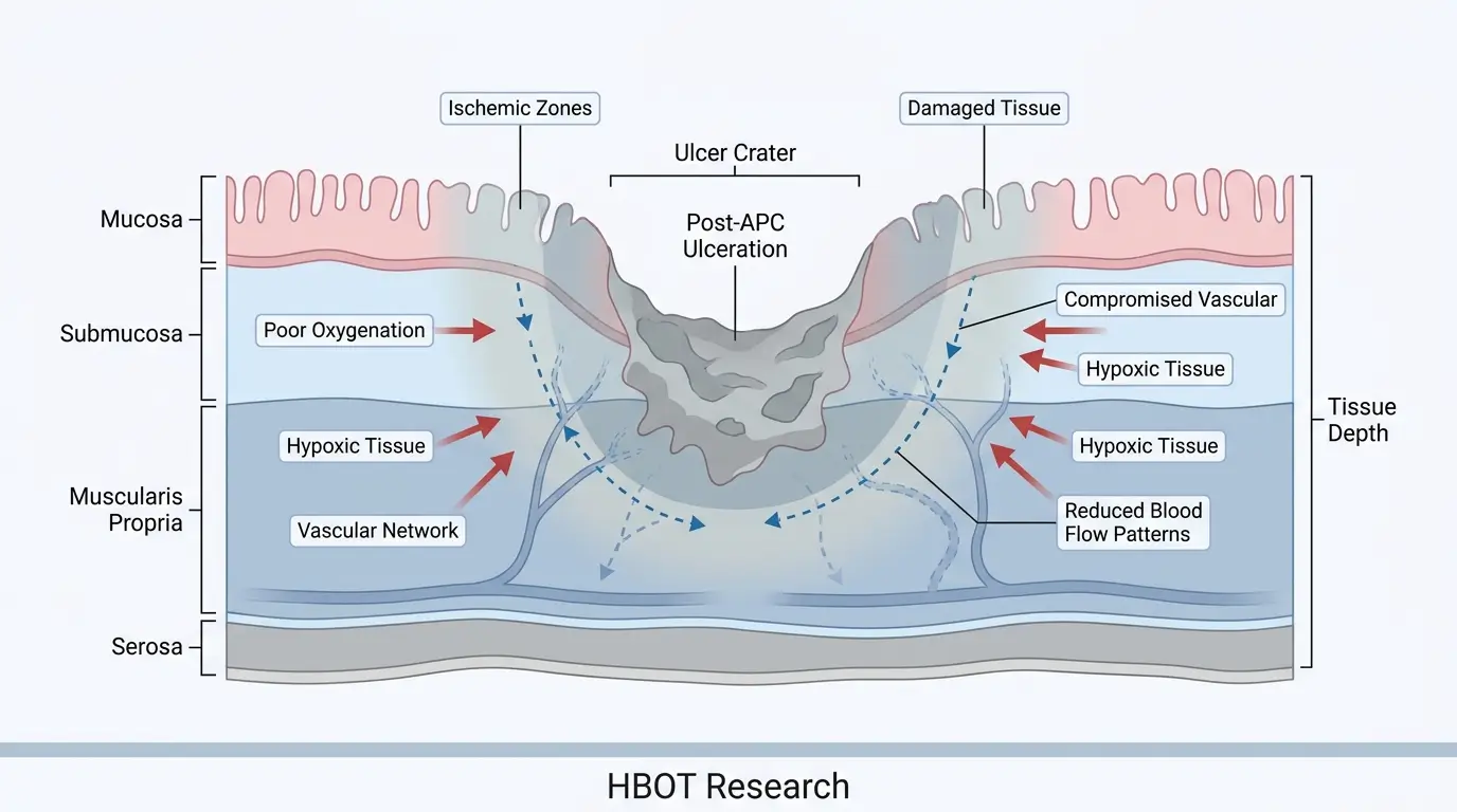 Diagram of rectal ulcer formed after argon plasma coagulation