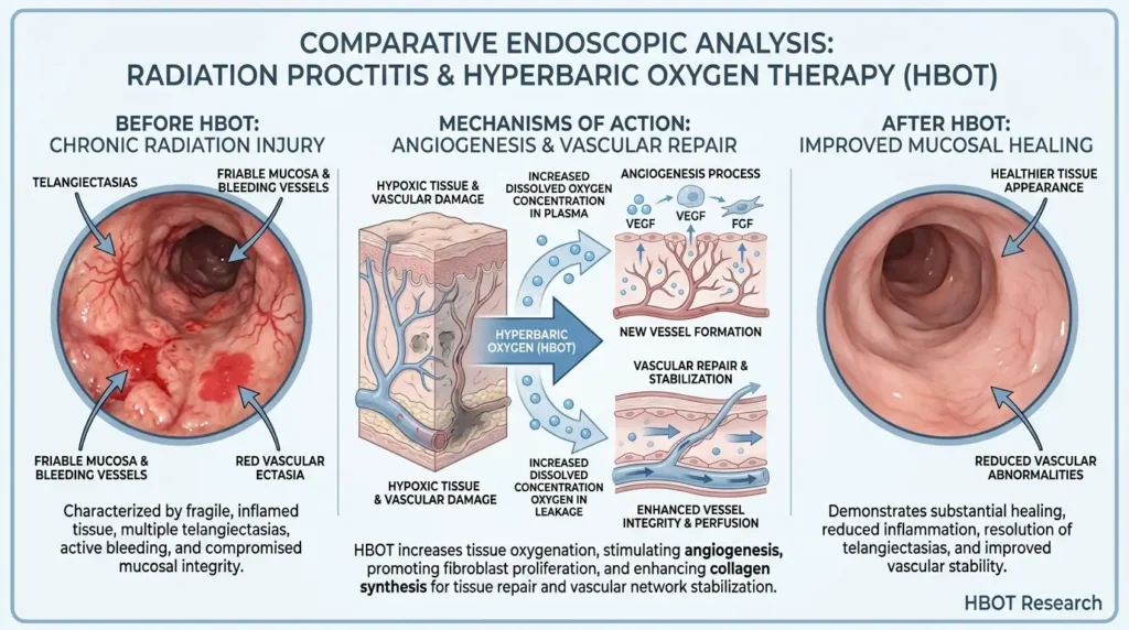 Endoscopic appearance of radiation proctitis before HBOT treatment